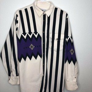 Alamosa western button up white black stripes